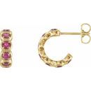 Pink Tourmaline Earrings in 14 Karat Yellow Gold Pink Tourmaline Hoop Earrings