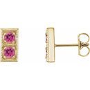 Pink Tourmaline Earrings in 14 Karat Yellow Gold Pink TourmalineTwo-Stone Earrings
