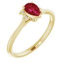 Natural Ruby Ring in 14 Karat Yellow Gold Ruby & .015 Carat Diamond Ring