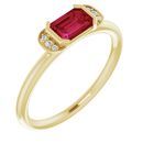 Natural Ruby Ring in 14 Karat Yellow Gold Ruby & .02 Carat Diamond Stackable Ring