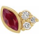 Natural Ruby Earrings in 14 Karat Yellow Gold Ruby & .03 Carat Diamond Left Earring