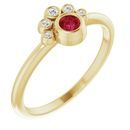 Natural Ruby Ring in 14 Karat Yellow Gold Ruby & .04 Carat Diamond Ring