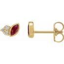 Natural Ruby Earrings in 14 Karat Yellow Gold Ruby & .05 Carat Diamond Earrings