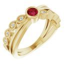 Natural Ruby Ring in 14 Karat Yellow Gold Ruby & .05 Carat Diamond Ring