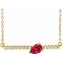Genuine Ruby Necklace in 14 Karat Yellow Gold Ruby & 1/10 Carat Diamond 16