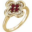 Natural Ruby Ring in 14 Karat Yellow Gold Ruby & 1/10 Carat Diamond Ring