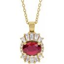 Genuine Ruby Necklace in 14 Karat Yellow Gold Ruby & 1/3 Carat Diamond 16-18