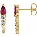 Natural Ruby Earrings in 14 Karat Yellow Gold Ruby & 1/4 Carat Diamond Earrings