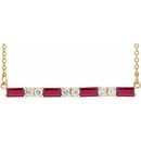 Genuine Ruby Necklace in 14 Karat Yellow Gold Ruby & 1/5 Carat Diamond Bar 16-18