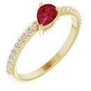 Natural Ruby Ring in 14 Karat Yellow Gold Ruby & 1/6 Carat Diamond Ring