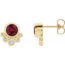 Genuine Ruby Earrings in 14 Karat Yellow Gold Ruby & 1/8 Carat Diamond Earrings
