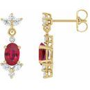 Genuine Ruby Earrings in 14 Karat Yellow Gold Ruby & 3/8 Carat Diamond Earrings