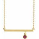 Genuine Ruby Necklace in 14 Karat Yellow Gold Ruby Bezel-Set 18