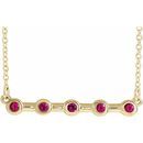 Genuine Ruby Necklace in 14 Karat Yellow Gold Ruby Bezel-Set Bar 16