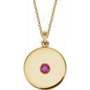 Genuine Ruby Necklace in 14 Karat Yellow Gold Ruby Disc 16-18