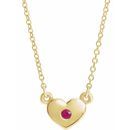 Genuine Ruby Necklace in 14 Karat Yellow Gold Ruby Heart 16