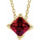 Genuine Ruby Necklace in 14 Karat Yellow Gold Ruby Solitaire 16-18