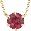Genuine Ruby Necklace in 14 Karat Yellow Gold Ruby Solitaire 16