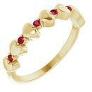 Natural Ruby Ring in 14 Karat Yellow Gold Ruby Stackable Heart Ring