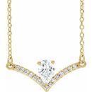 Genuine Sapphire Necklace in 14 Karat Yellow Gold Sapphire & .06 Carat Diamond 16