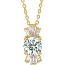 Genuine Sapphire Necklace in 14 Karat Yellow Gold Sapphire & 1/6 Carat Diamond 16-18