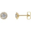 Genuine Sapphire Earrings in 14 Karat Yellow Gold Sapphire & 1/6 Carat Diamond Earrings