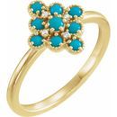 Genuine Turquoise Ring in 14 Karat Yellow Gold Turquoise & .02 Carat Diamond Ring