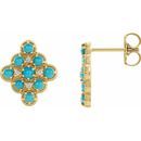 Genuine Turquoise Earrings in 14 Karat Yellow Gold Turquoise & .03 Carat Diamond Geometric Earrings