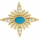 Genuine Turquoise Pendant in 14 Karat Yellow Gold Turquoise & .08 Carat Diamond Celestial Pendant