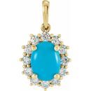 Genuine Turquoise Pendant in 14 Karat Yellow Gold Turquoise & 1/3 Carat Diamond Pendant
