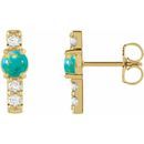 Genuine Turquoise Earrings in 14 Karat Yellow Gold Turquoise & 1/5 Carat Diamond Bar Earrings