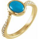 Genuine Turquoise Ring in 14 Karat Yellow Gold Turquoise & 0.2 Carat Diamond Ring