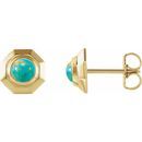 Genuine Turquoise Earrings in 14 Karat Yellow Gold Turquoise Geometric Earrings