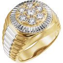 14 Karat Yellow Gold & White 0.40 Carat Diamond Men's Ring