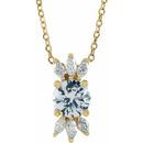 Genuine Sapphire Necklace in 14 Karat Yellow Gold White Sapphire & 1/4 Carat Diamond 16-18