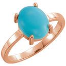 Genuine Turquoise Ring in 14 Karat Rose Gold 10x8mm Oval Turquoise Cabochon Ring