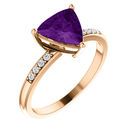 Genuine  14 Karat Rose Gold Amethyst & .08 Carat Diamond Ring