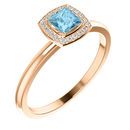 14 Karat Rose Gold Aquamarine & .05 Carat Diamond Ring