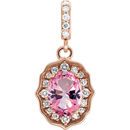14 Karat Rose Gold Baby Pink Topaz & 0.17Carat Diamond Pendant