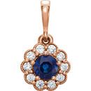 Buy 14 Karat Rose Gold Blue Sapphire & 0.17 Carat Diamond Pendant