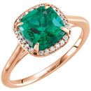 14 Karat Rose Gold Emerald & .055 Carat Diamond Halo-Style Ring