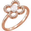 Shop 14 Karat Rose Gold Freshwater Pearl & 0.17 Carat Diamond Ring