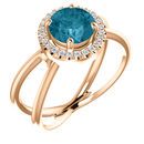 14 Karat Rose Gold London Blue Topaz & 0.10 Carat Diamond Halo-Style Ring