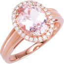 Quality 14 KT Rose Gold Morganite & 0.17 Carat TW Diamond Ring