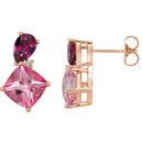 14 Karat Rose Gold Multi-Gemstone & .03 Carat Diamond Earrings