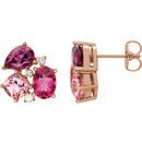 Genuine 14 Karat Rose Gold Multi-Gemstone & 0.17 Carat Diamond Earrings
