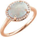 Natural Opal Ring in 14 Karat Rose Gold Opal & .06 Carat Diamond Ring