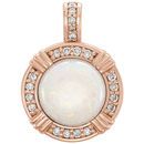14 Karat Rose Gold Opal & 0.10 Carat Diamond Pendant