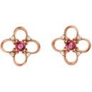 14 Karat Rose Gold Pink Tourmaline & .04 Carat Diamond Earrings