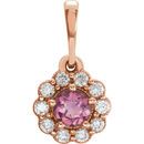 Buy 14 Karat Rose Gold Pink Tourmaline & 0.17 Carat Diamond Pendant